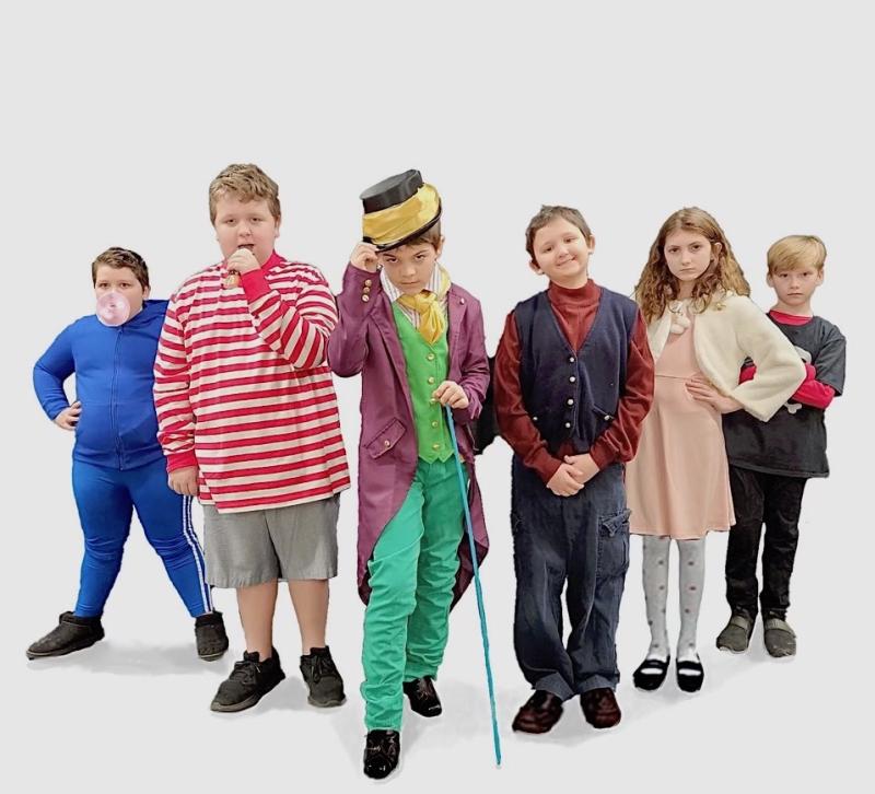 Long Neck Elementary students performed “Charlie and the Chocolate Factory” to a packed house March 31. Gathered are student actors (l-r) Bella Hittle, Landon Bosley, Charlie Albitz, Ethan Baranowski, Kyra Mann and Eddie Schultze. SUBMITTED PHOTOS